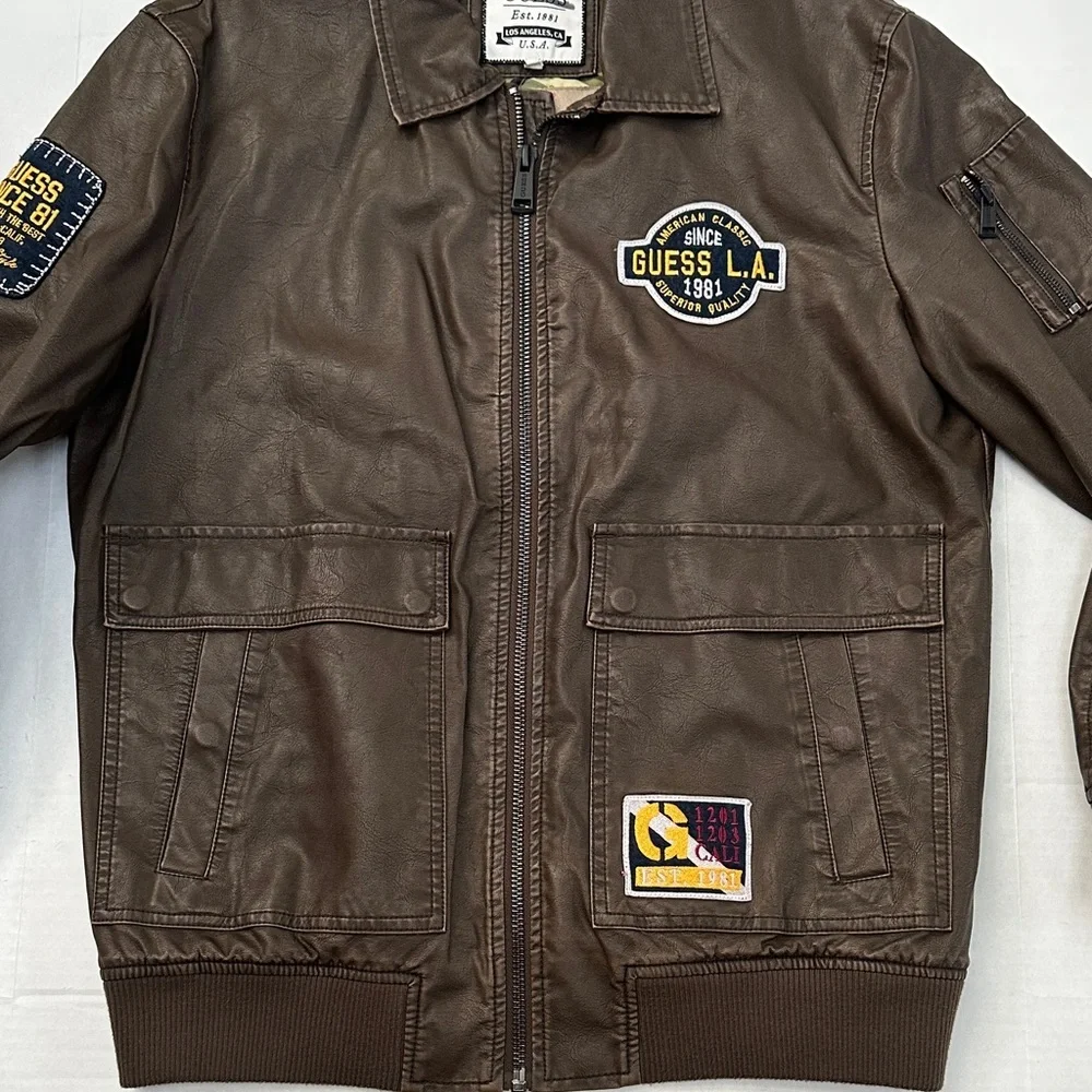 GUESS Men's Dark Brown Bomber Jacket - Picture 8 of 16